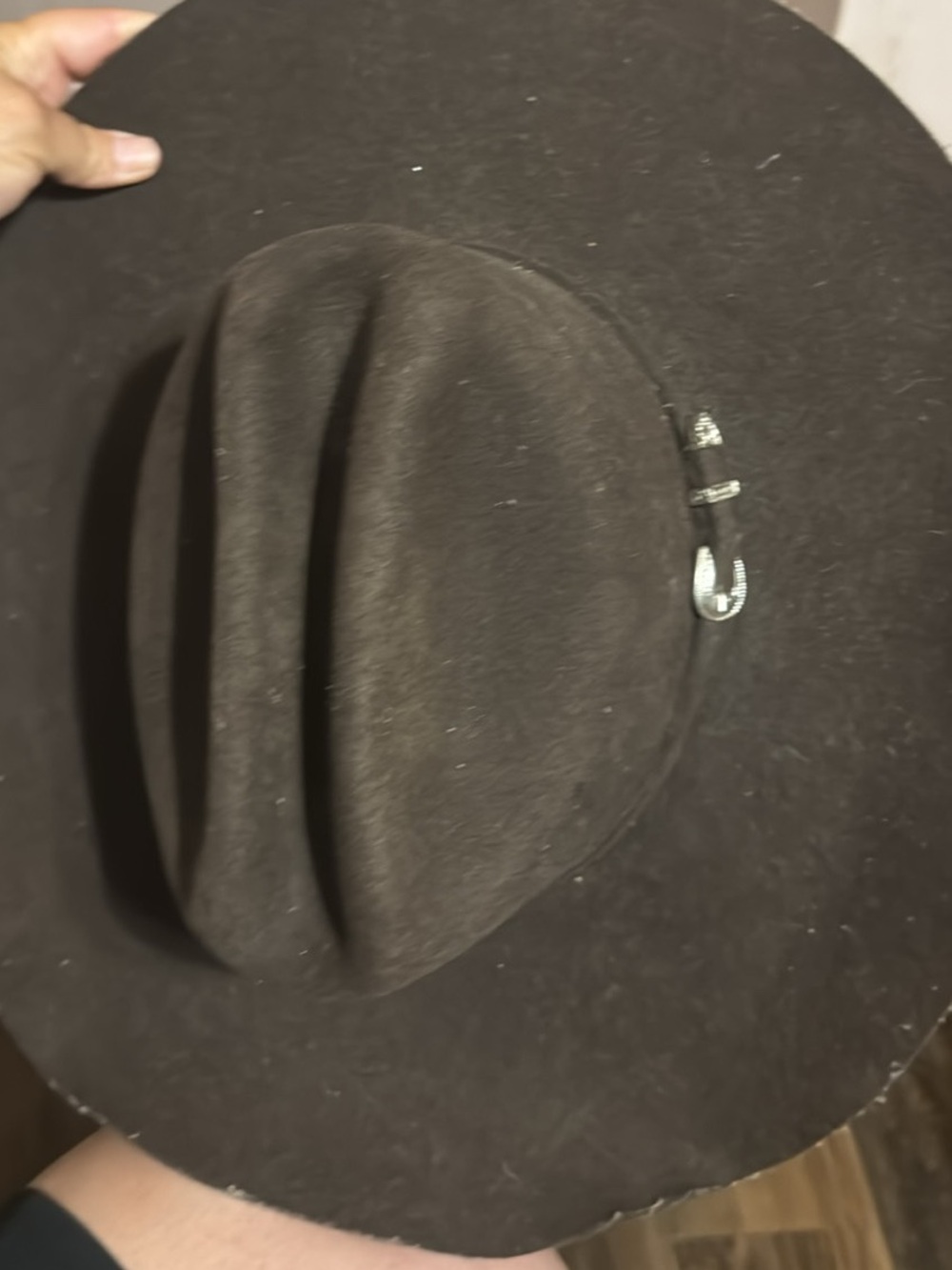 Justin Boots Dark Brown Felt Western Hat with Horseshoe Accent